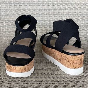 Madden Girl Serenaa Platform Cork Sandals Black Size 7